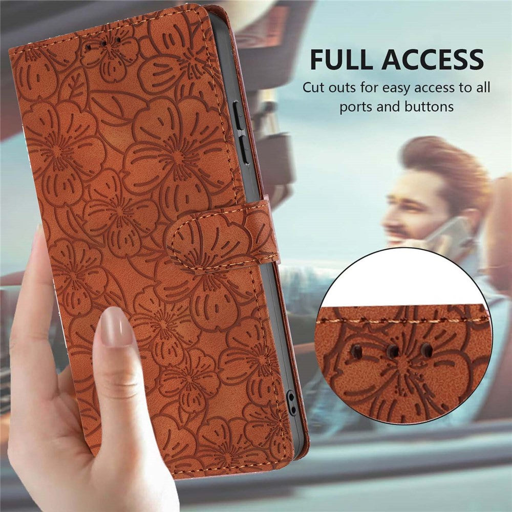 For Samsung Galaxy A25 5G (Global) (161mm) Flip Case Cherry Blossom Pattern Leather Wallet Stand Phone Cover with Wrist Strap