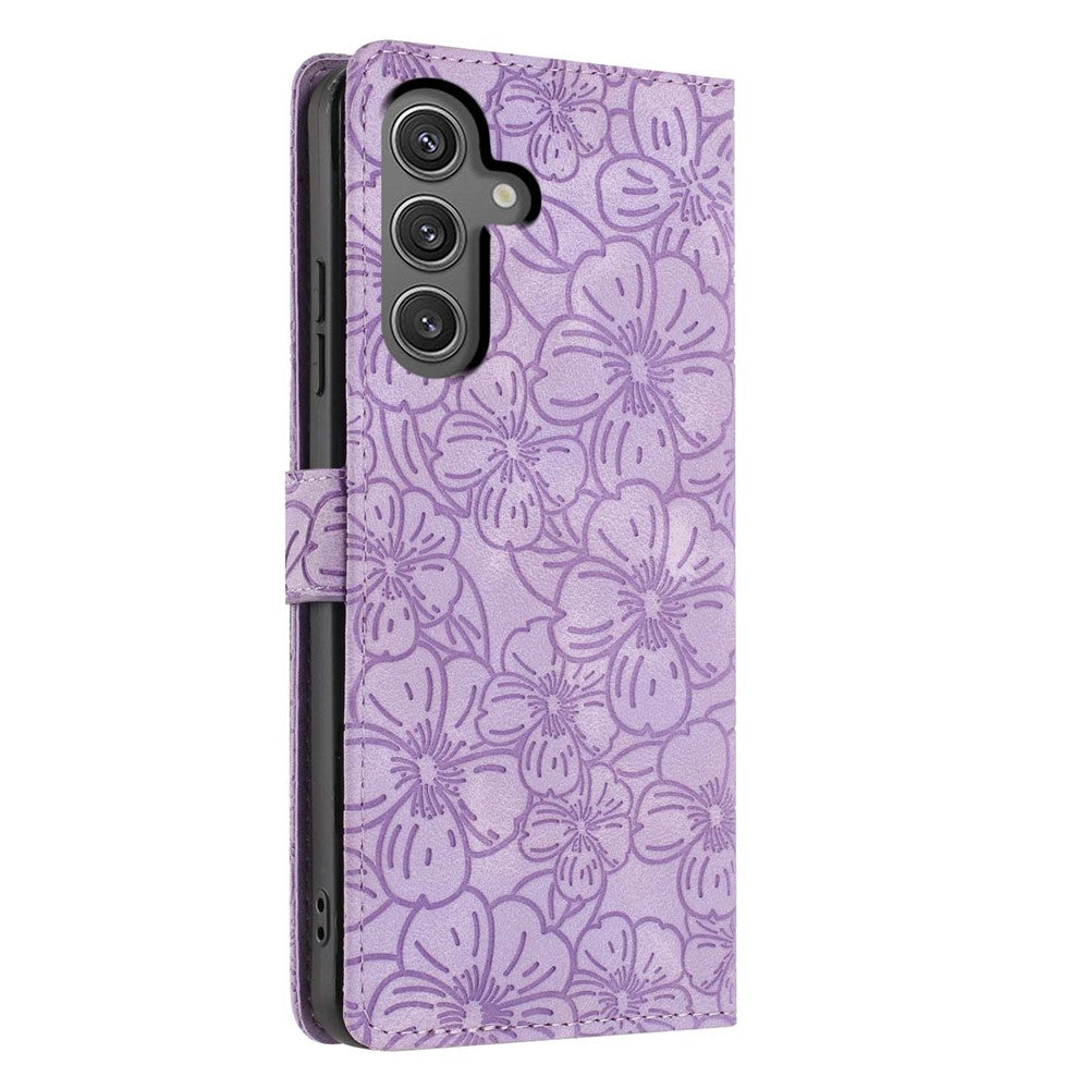 For Samsung Galaxy A05s 4G Flip Case Cherry Blossom Pattern Leather Wallet Stand Phone Cover with Wrist Strap