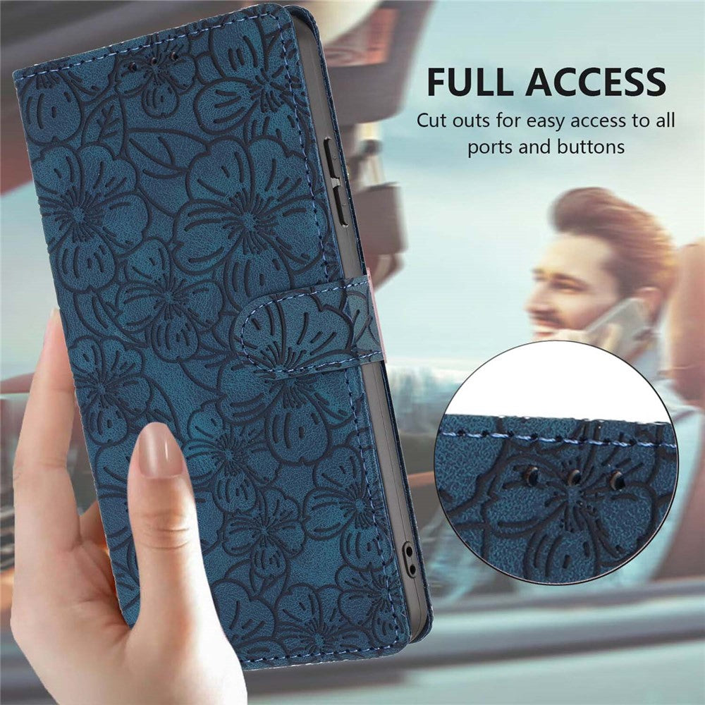 For Samsung Galaxy A05 4G Flip Case Cherry Blossom Pattern Leather Wallet Stand Phone Cover with Wrist Strap