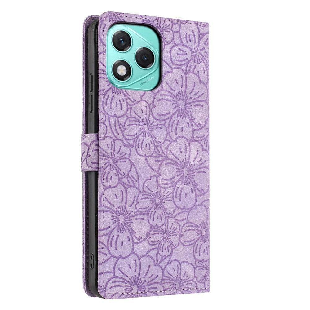 For Honor 400 Lite 5G Flip Case Cherry Blossom Pattern Leather Wallet Stand Phone Cover with Wrist Strap