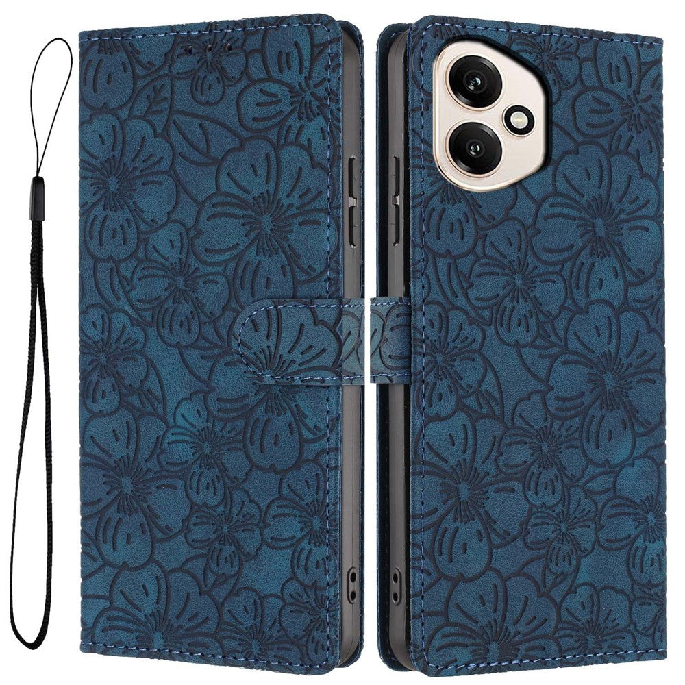 For Honor 400 5G (Global) Flip Case Cherry Blossom Pattern Leather Wallet Stand Phone Cover with Wrist Strap