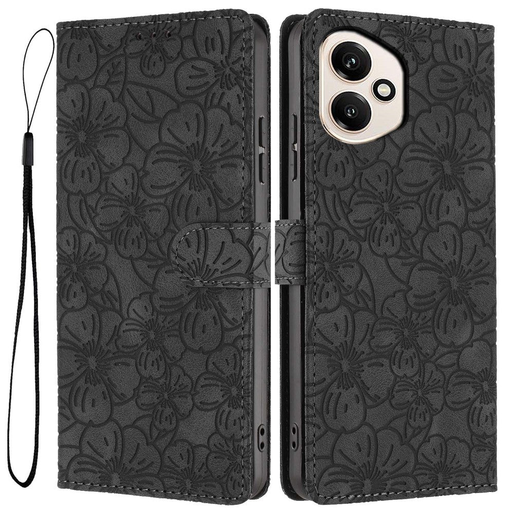 For Honor 400 5G (Global) Flip Case Cherry Blossom Pattern Leather Wallet Stand Phone Cover with Wrist Strap