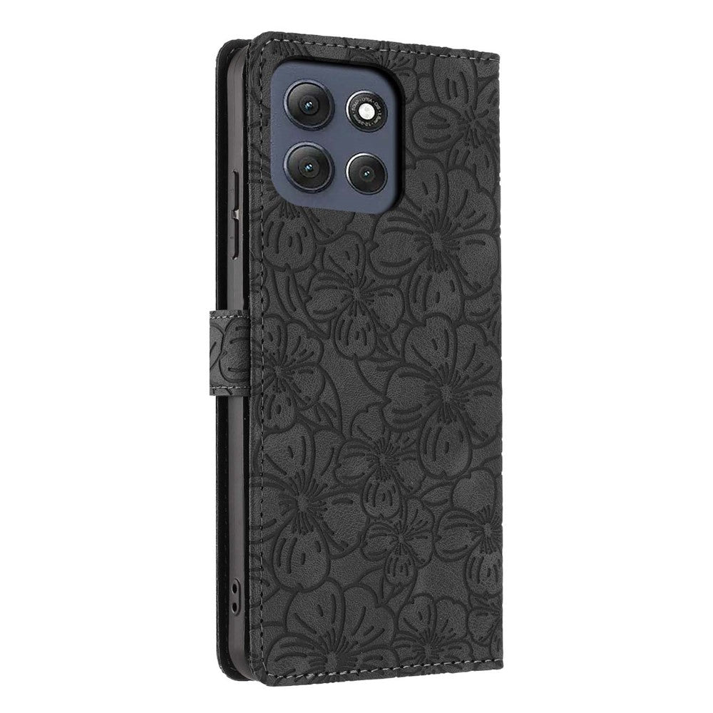 For Motorola Moto G86 Power 5G Flip Case Cherry Blossom Pattern Leather Wallet Stand Phone Cover with Wrist Strap