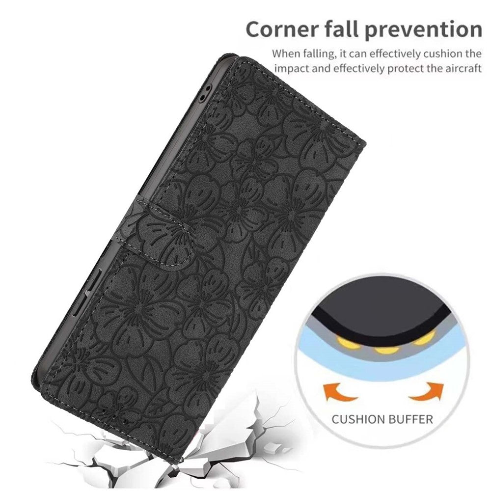 For Motorola Moto G56 5G Flip Case Cherry Blossom Pattern Leather Wallet Stand Phone Cover with Wrist Strap