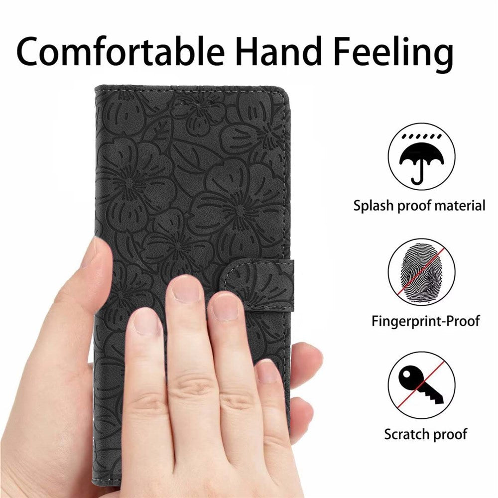 For Motorola Moto G56 5G Flip Case Cherry Blossom Pattern Leather Wallet Stand Phone Cover with Wrist Strap