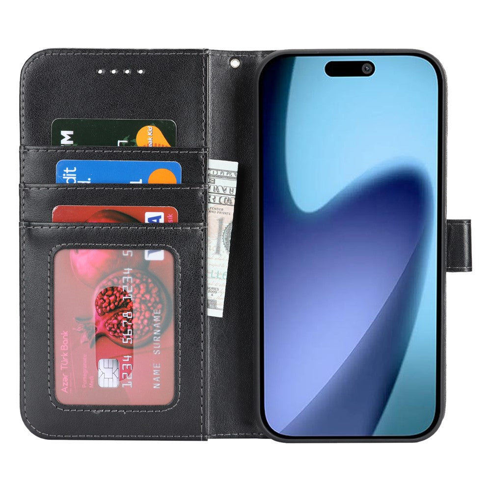 For iPhone Air Case R61 Texture Wallet Leather Flip Phone Cover with Wrist Strap