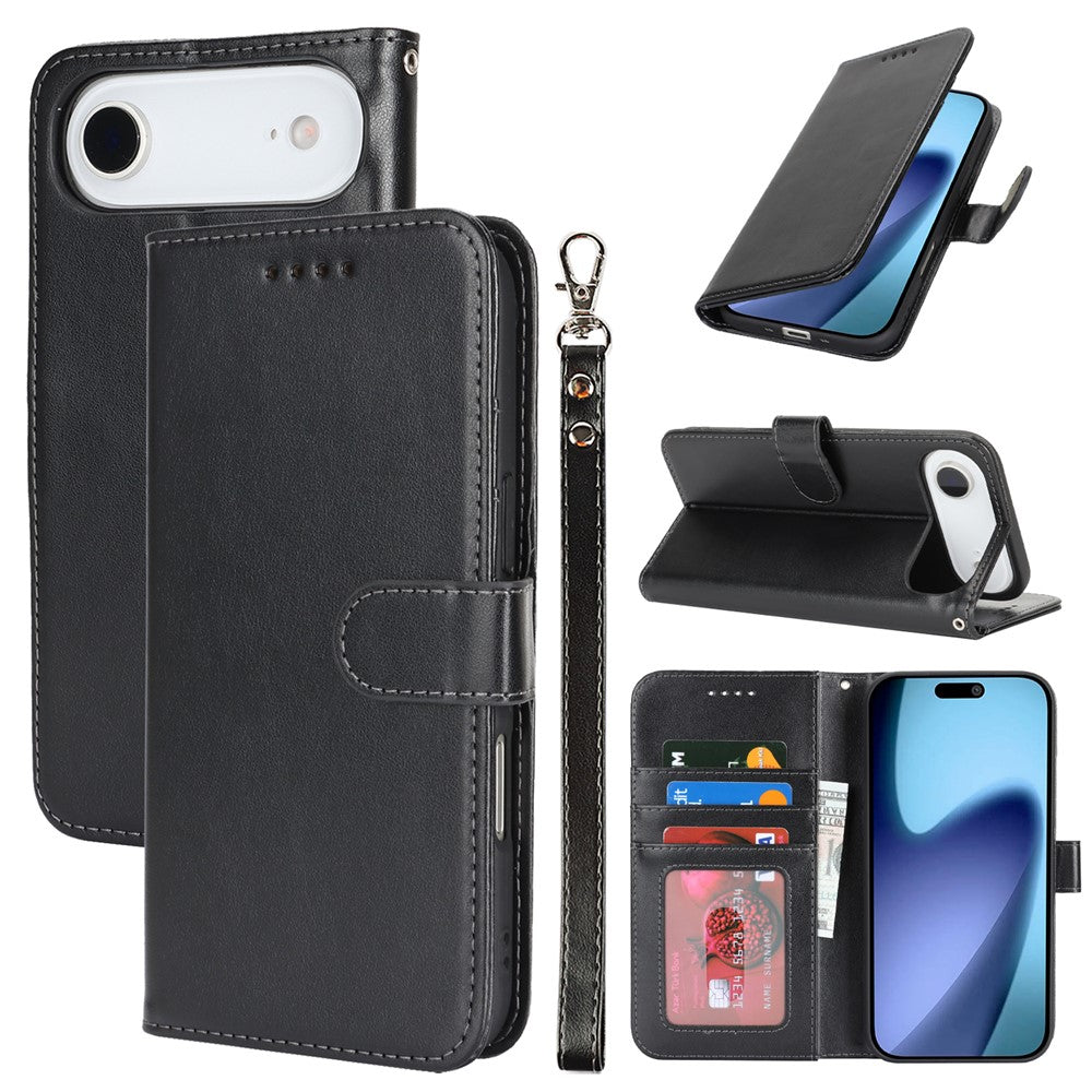 For iPhone Air Case R61 Texture Wallet Leather Flip Phone Cover with Wrist Strap