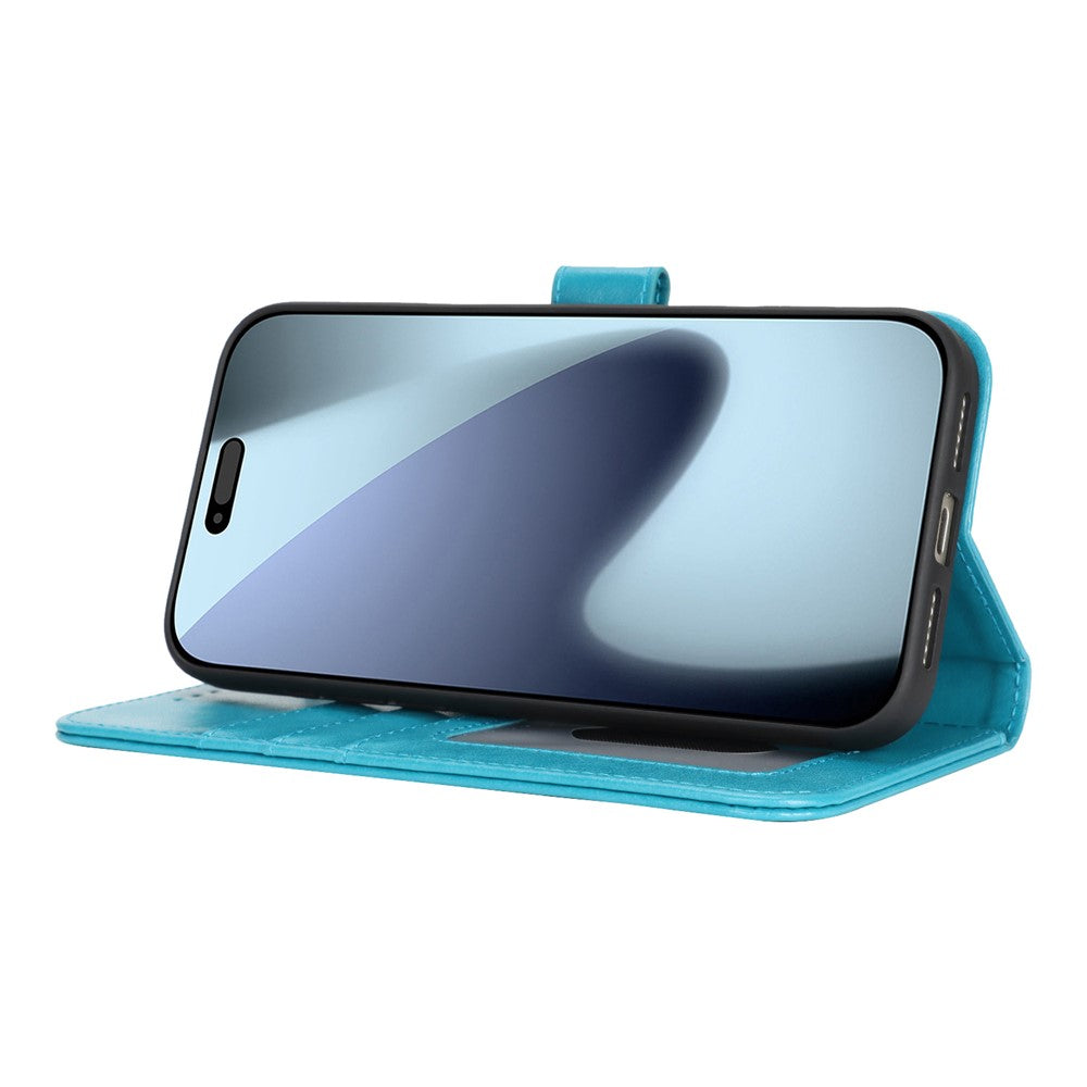 Étui portefeuille en cuir texturé R61 pour iPhone 17 Pro avec dragonne