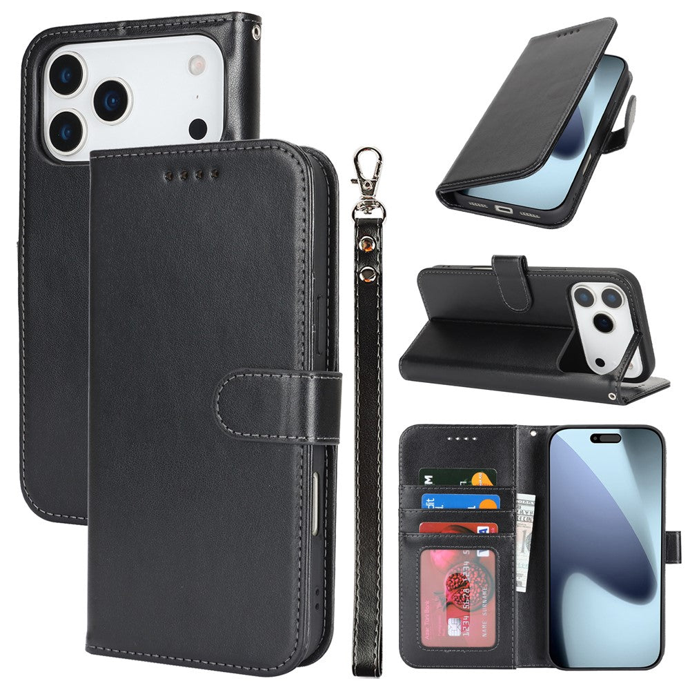 For iPhone 17 Pro Max Case R61 Texture Wallet Leather Flip Phone Cover with Wrist Strap