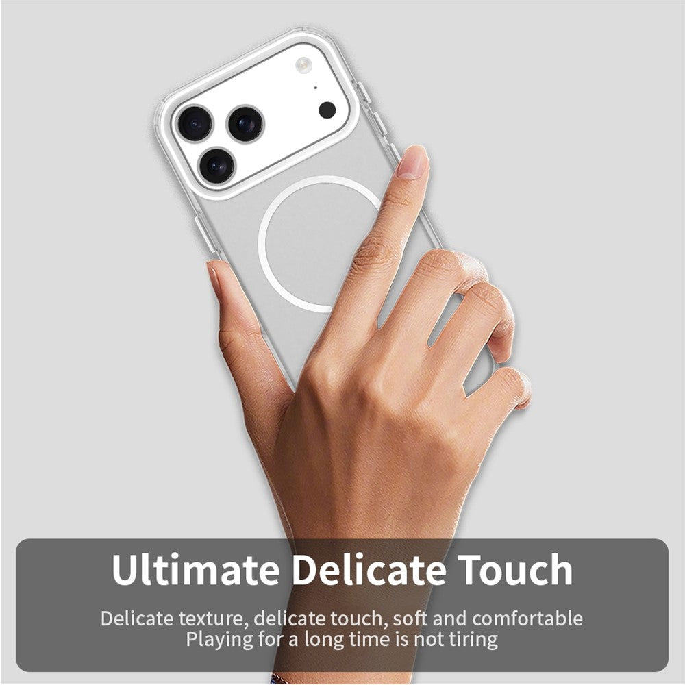 For iPhone 17 Pro C-shaped Magnetic Case Candy Color PC + TPU + PET Phone Cover