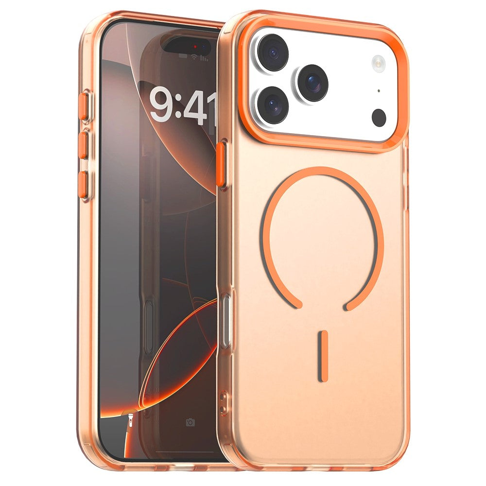 Coque magnétique en forme de C pour iPhone 17 Pro, couleur bonbon, en PC + TPU + PET