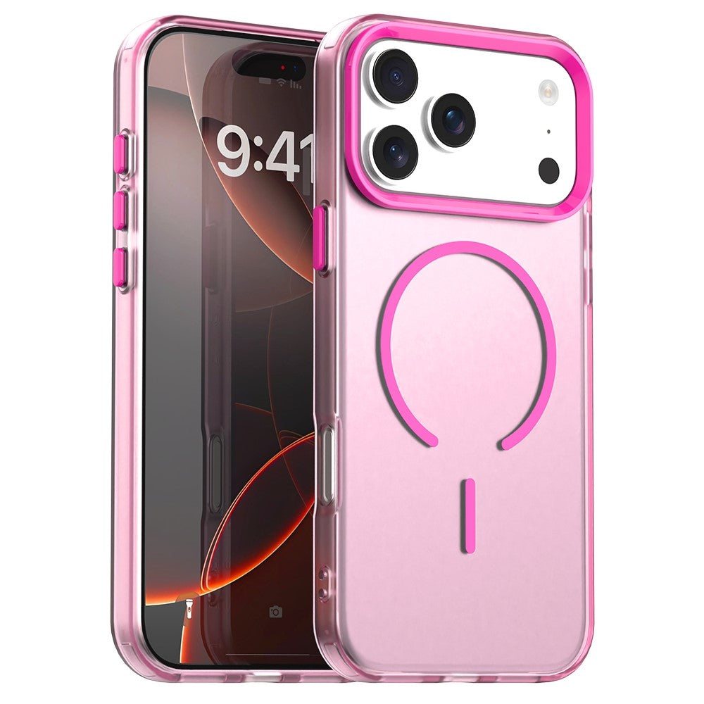 Coque magnétique en forme de C pour iPhone 17 Pro, couleur bonbon, en PC + TPU + PET