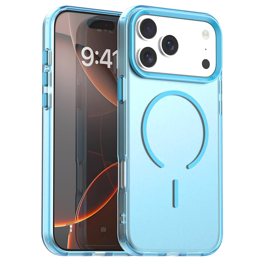 Coque magnétique en forme de C pour iPhone 17 Pro, couleur bonbon, en PC + TPU + PET