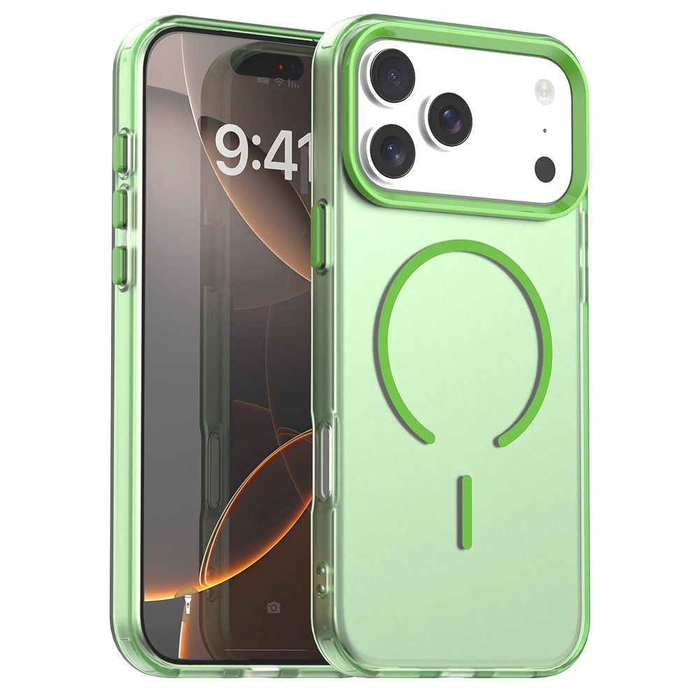 Coque magnétique en forme de C pour iPhone 17 Pro, couleur bonbon, en PC + TPU + PET