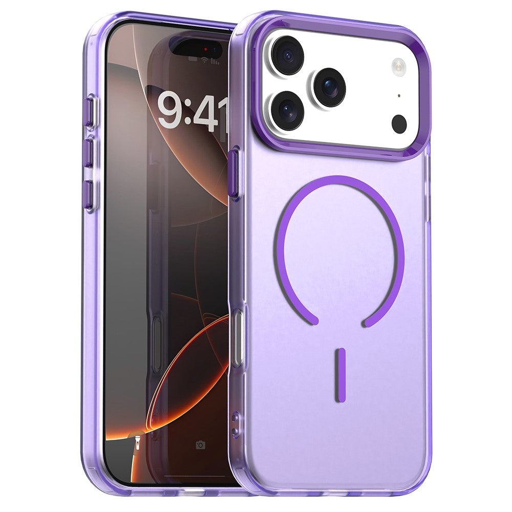Coque magnétique en forme de C pour iPhone 17 Pro, couleur bonbon, en PC + TPU + PET