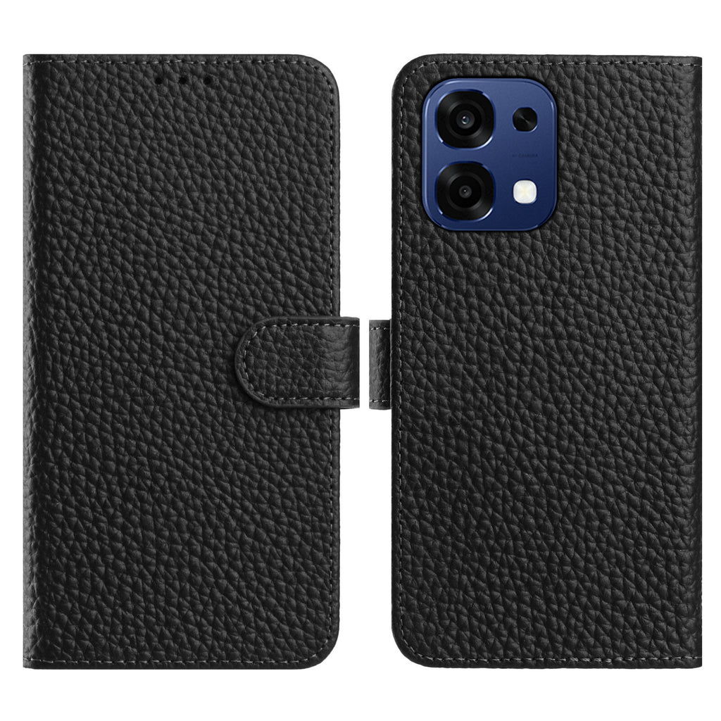For Oppo A6 Pro 5G Case Wallet Stand Litchi Texture Genuine Cow Leather Flip Phone Cover
