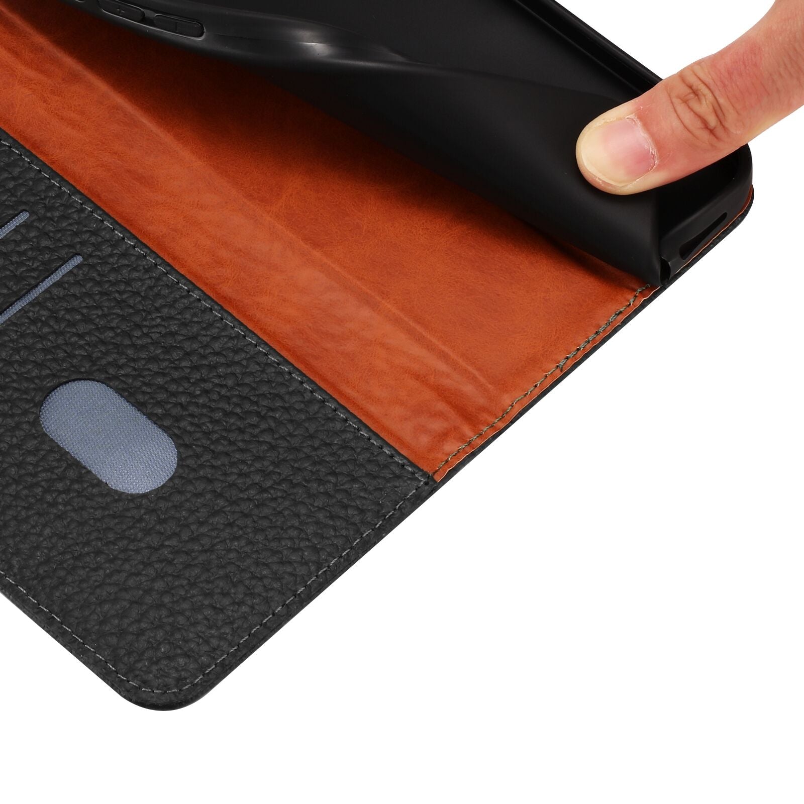 For Oppo A6 Pro 5G Case Wallet Stand Litchi Texture Genuine Cow Leather Flip Phone Cover