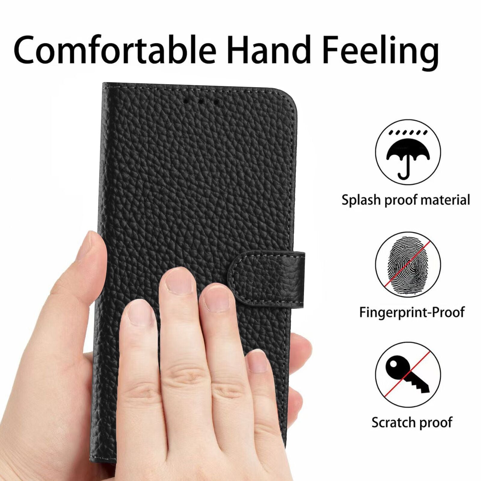 For Oppo A6 Pro 5G Case Wallet Stand Litchi Texture Genuine Cow Leather Flip Phone Cover