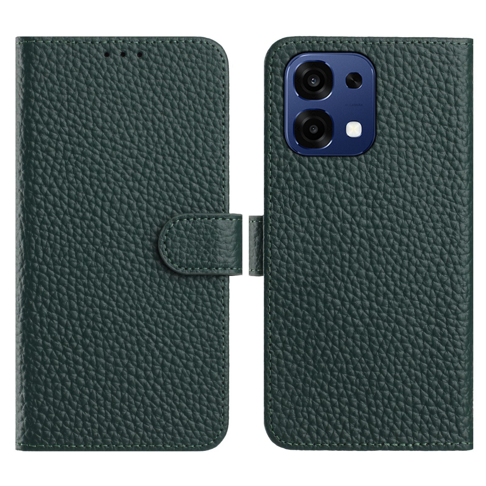 For Oppo A6 Pro 5G Case Wallet Stand Litchi Texture Genuine Cow Leather Flip Phone Cover