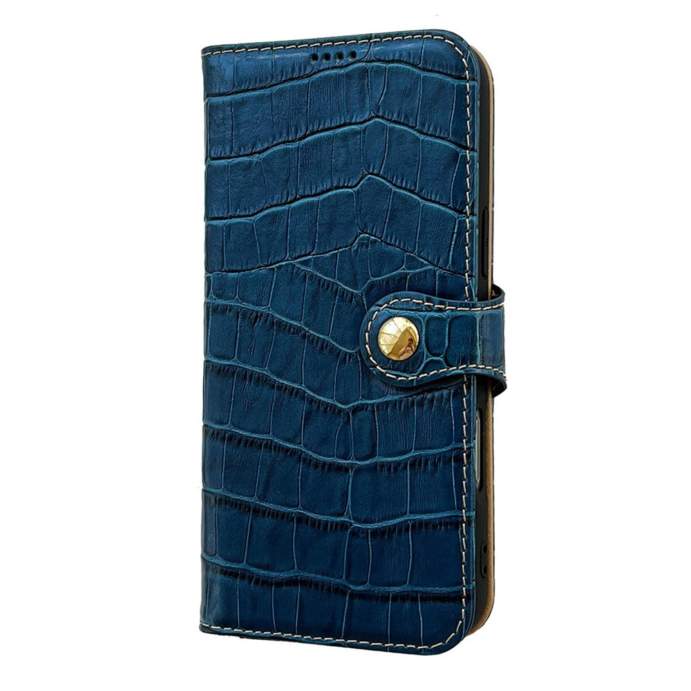 For iPhone 17 Case Crocodile Texture Genuine Cow Leather Wallet Phone Cover