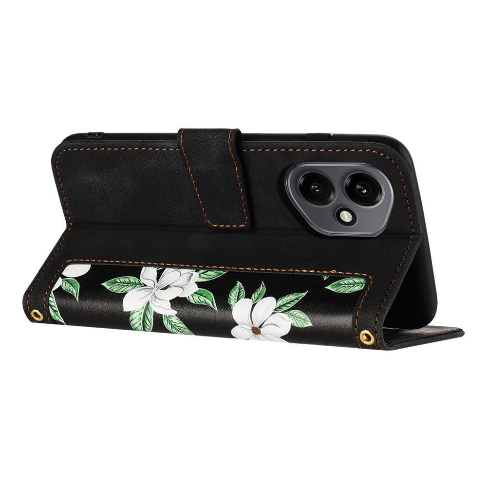 For Honor 400 5G (Global) Case PU Leather Floral Phone Cover with Card Slots