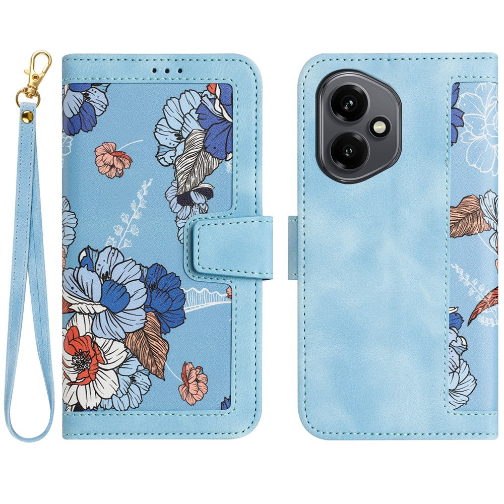 For Honor 400 5G (Global) Case PU Leather Floral Phone Cover with Card Slots