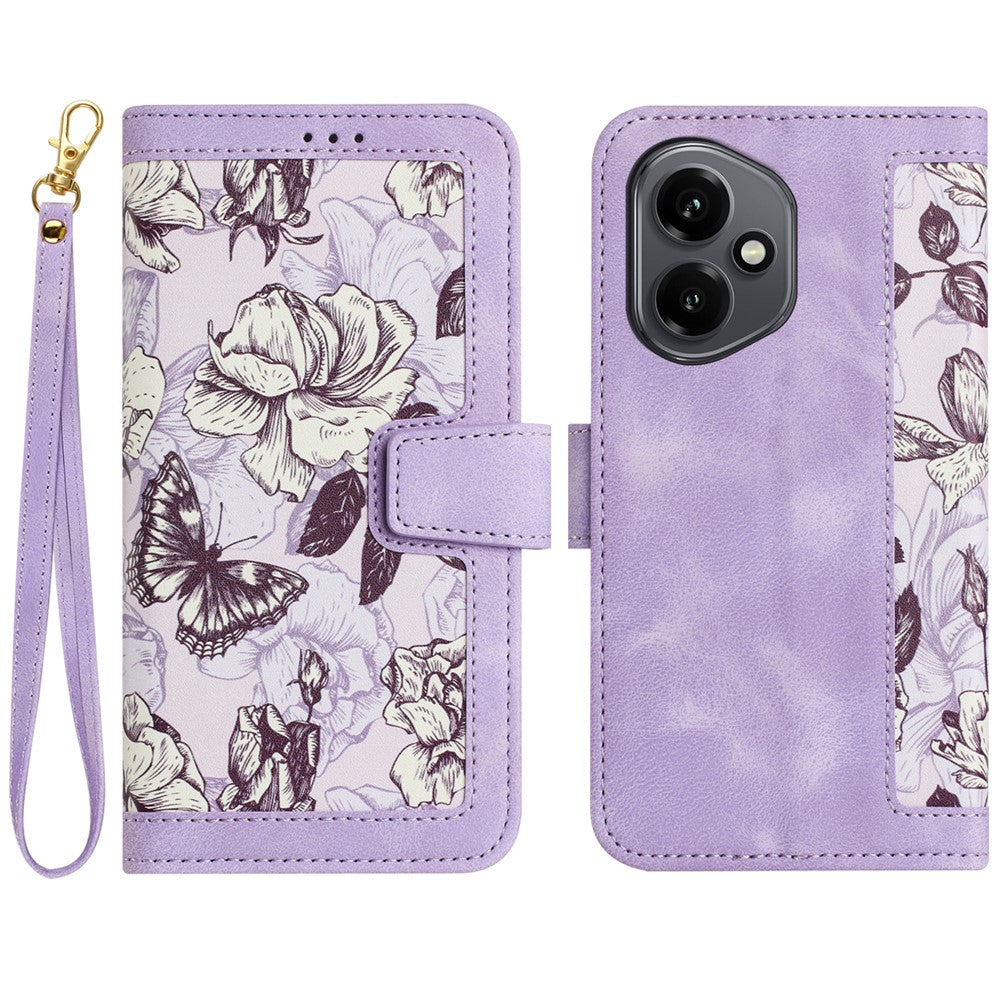 For Honor 400 5G (Global) Case PU Leather Floral Phone Cover with Card Slots