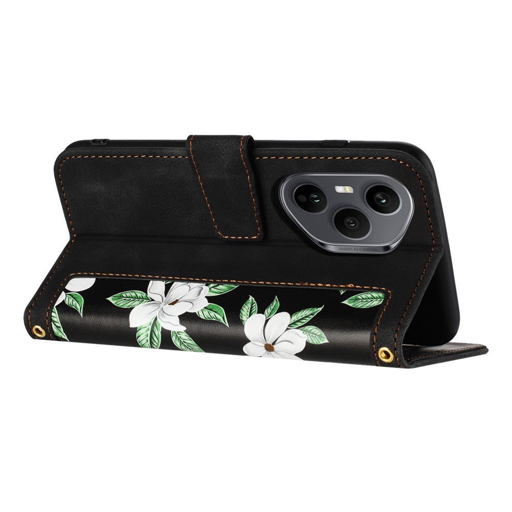 For Honor 400 Pro 5G (Global) Case PU Leather Floral Phone Cover with Card Slots