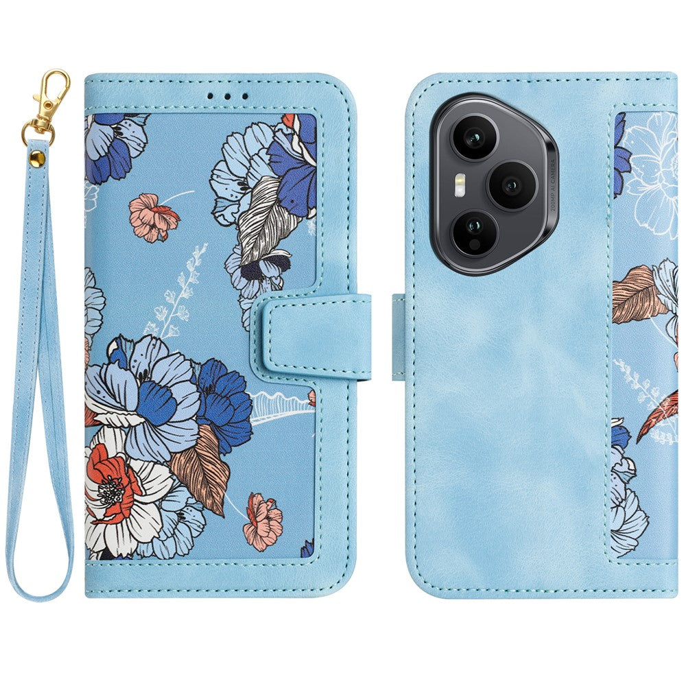 For Honor 400 Pro 5G (Global) Case PU Leather Floral Phone Cover with Card Slots