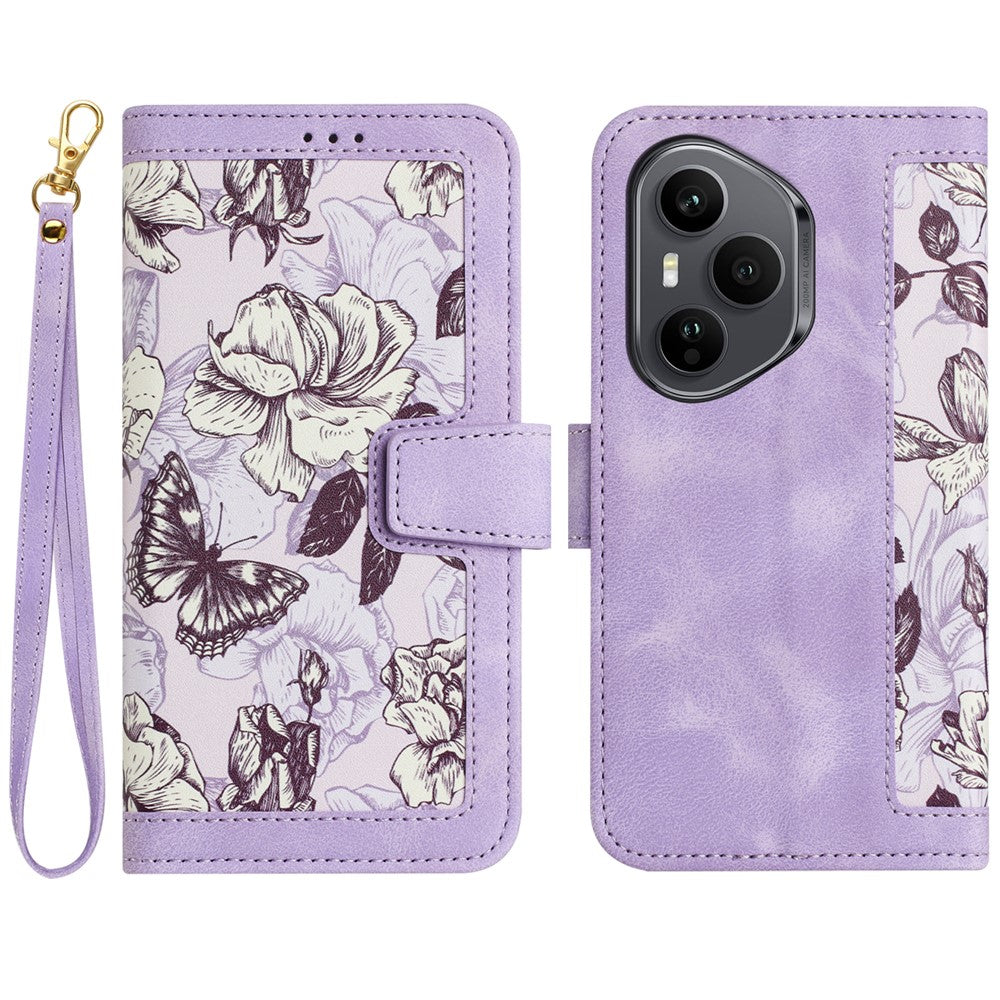 For Honor 400 Pro 5G (Global) Case PU Leather Floral Phone Cover with Card Slots