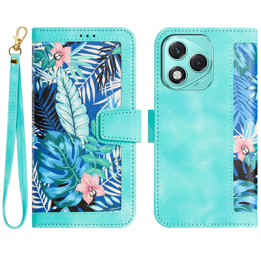 For Honor 400 Lite 5G Case PU Leather Floral Phone Cover with Card Slots