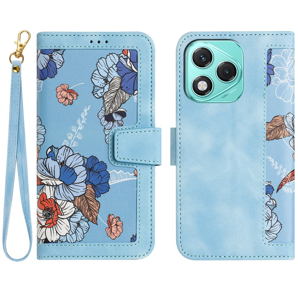 For Honor 400 Lite 5G Case PU Leather Floral Phone Cover with Card Slots