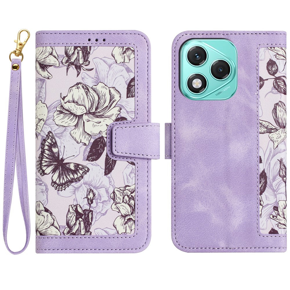 For Honor 400 Lite 5G Case PU Leather Floral Phone Cover with Card Slots