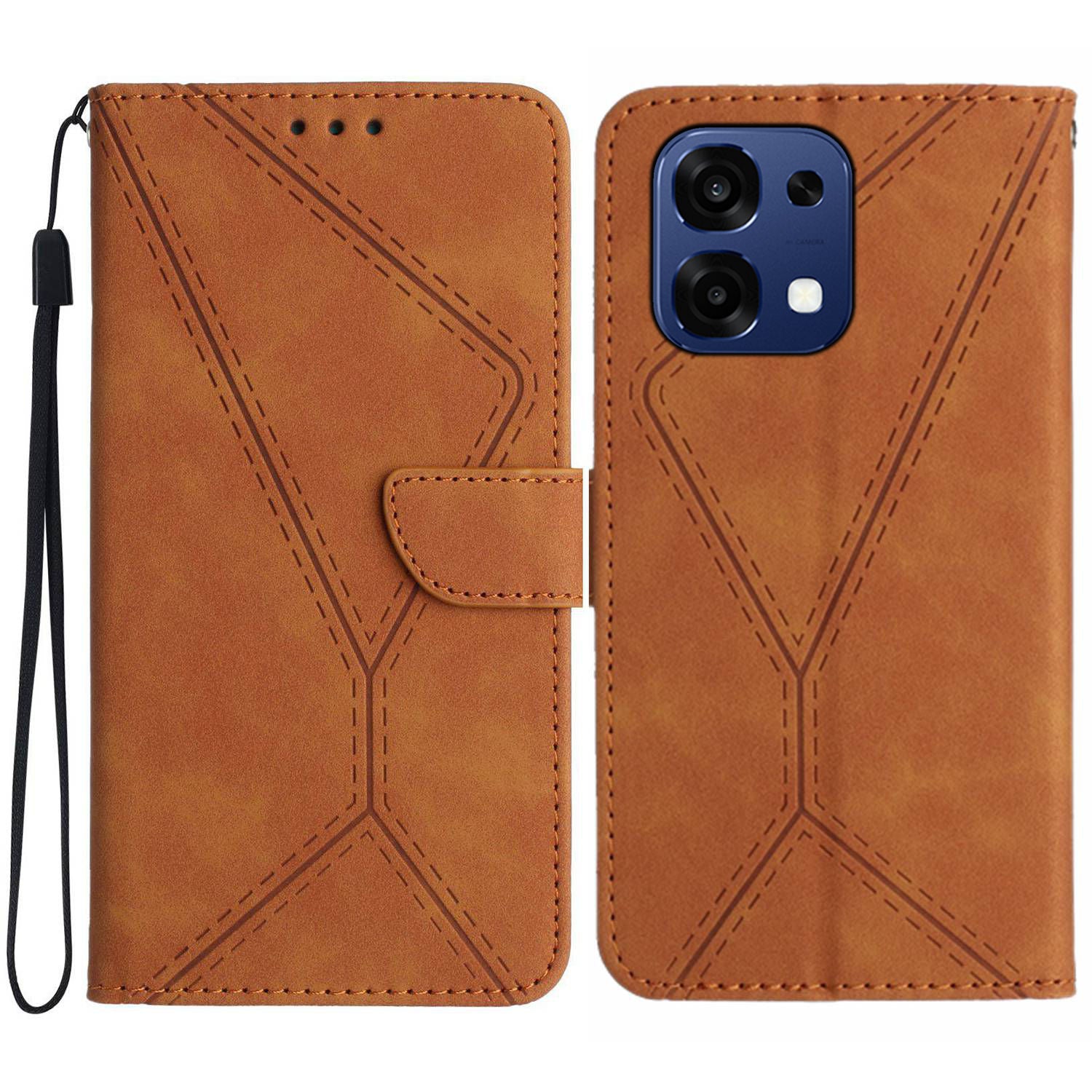 For Oppo A6 Pro 5G Case Skin Touch Lines Imprinted PU Leather Flip Phone Cover