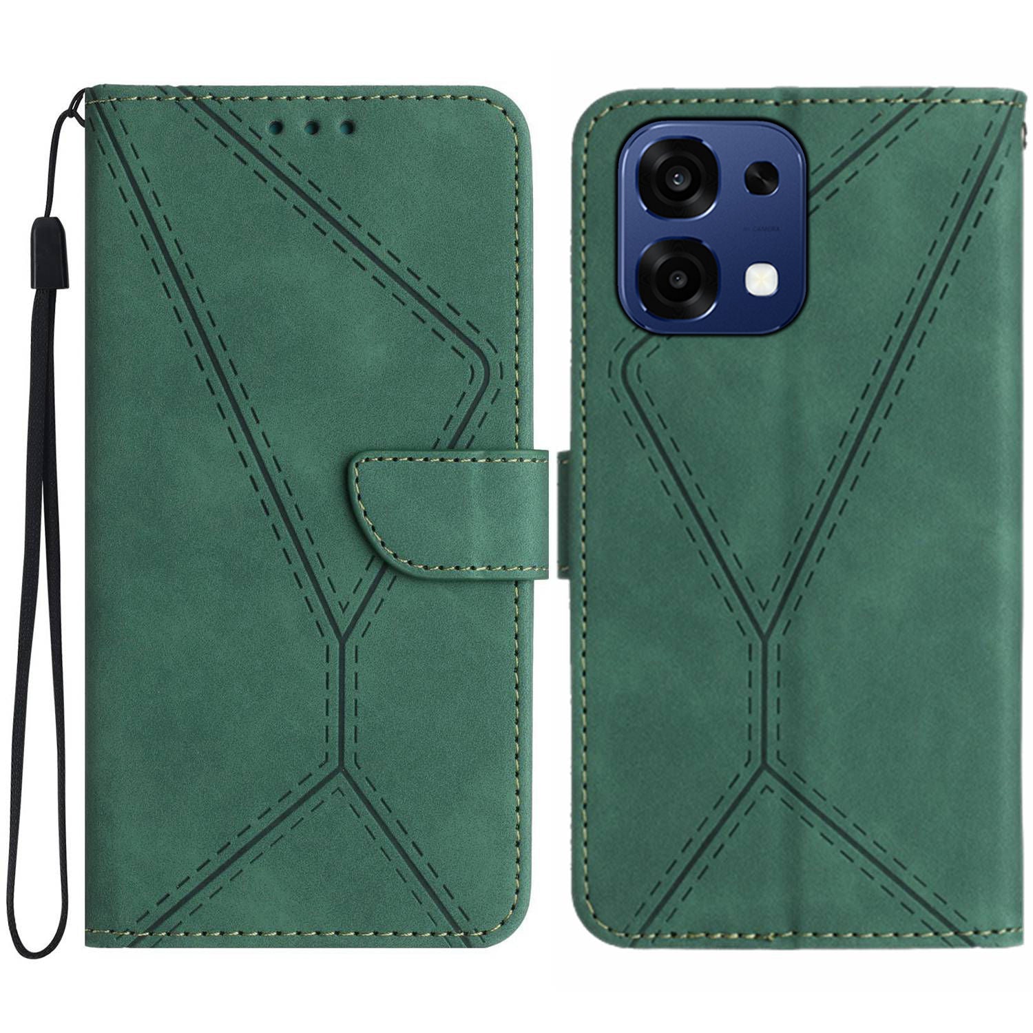 For Oppo A6 Pro 5G Case Skin Touch Lines Imprinted PU Leather Flip Phone Cover