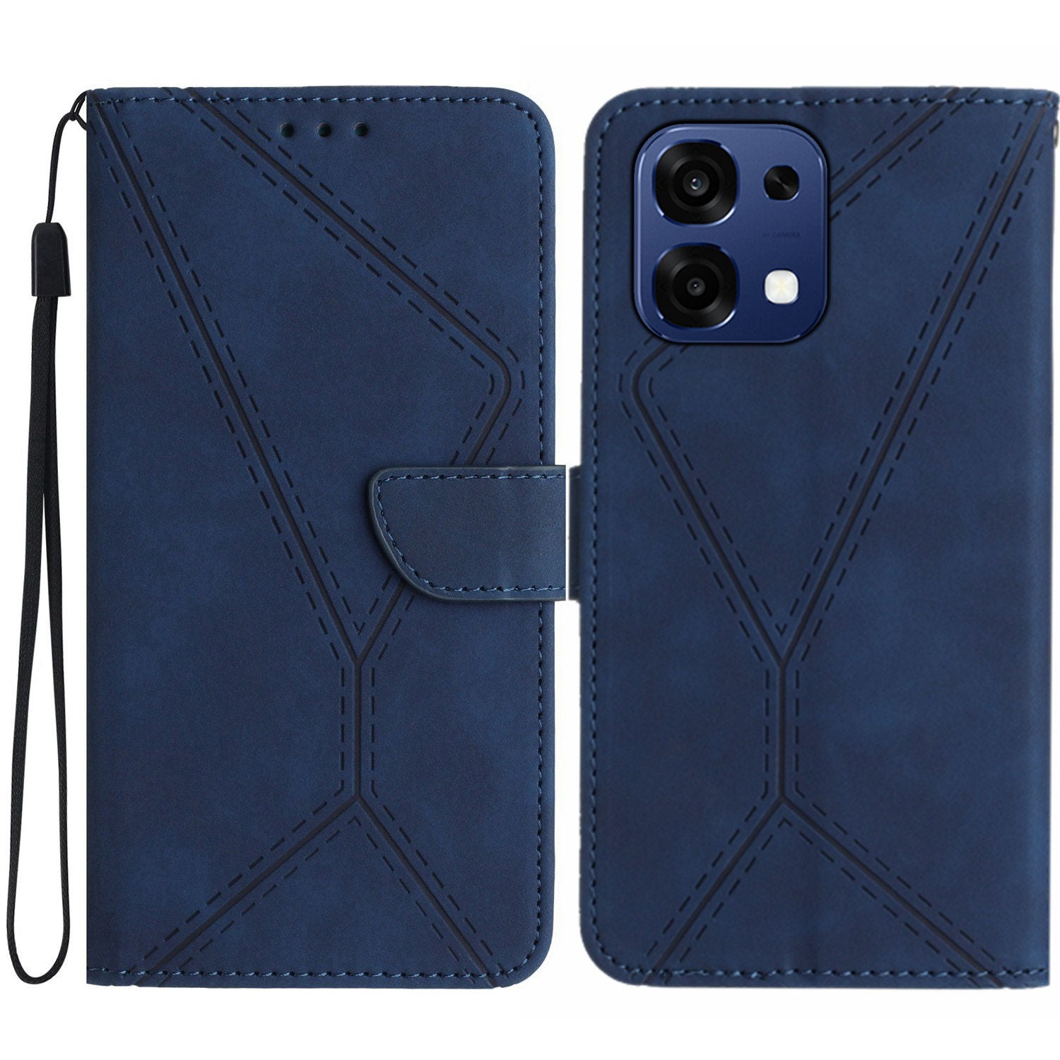 For Oppo A6 Pro 5G Case Skin Touch Lines Imprinted PU Leather Flip Phone Cover