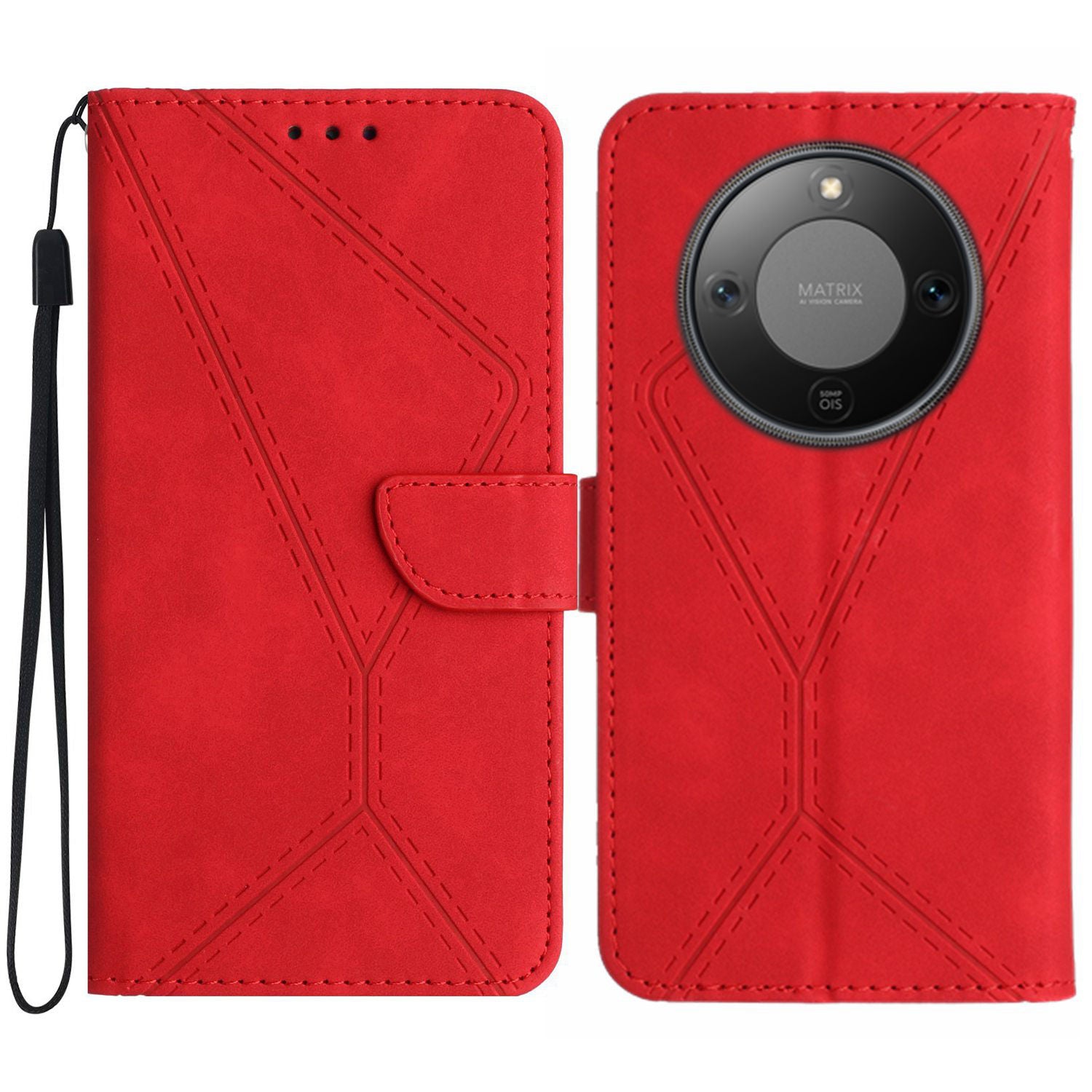 Étui à rabat en cuir PU imprimé avec lignes tactiles pour For Honor X9d 5G 