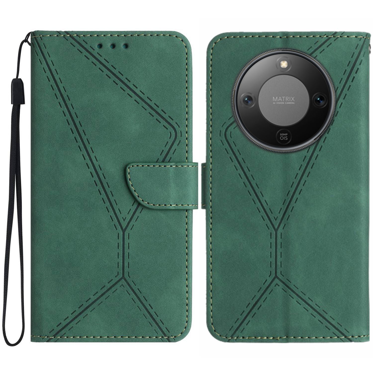 Étui à rabat en cuir PU imprimé avec lignes tactiles pour For Honor X9d 5G 