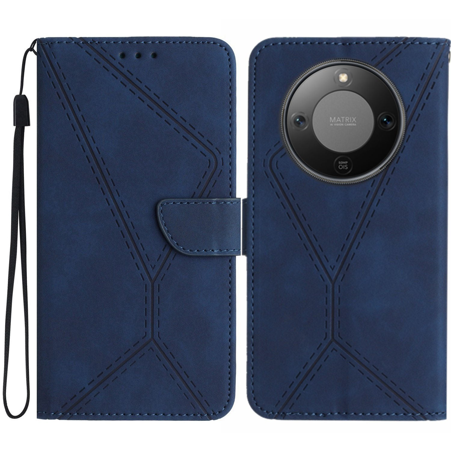 Étui à rabat en cuir PU imprimé avec lignes tactiles pour For Honor X9d 5G 