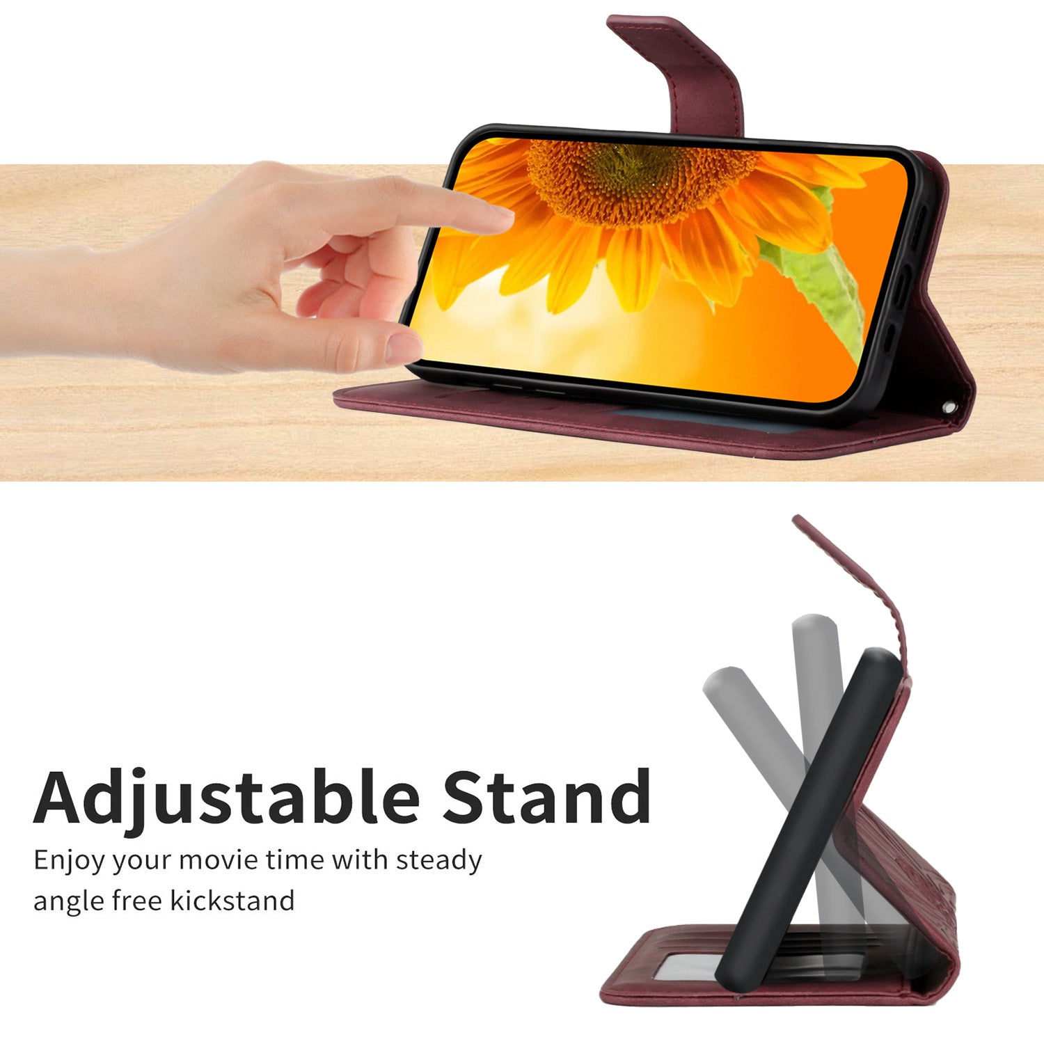 For OnePlus 15 5G Case Sunflower Imprint Leather Wallet Phone Cover with Wrist Strap