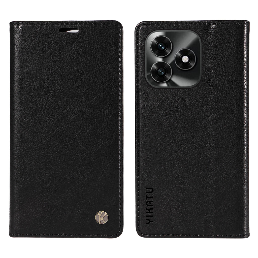 For Honor X5c Plus 4G Wallet Case YIKATU YK-006 Magnetic Closure Leather Phone Cover Litchi Texture