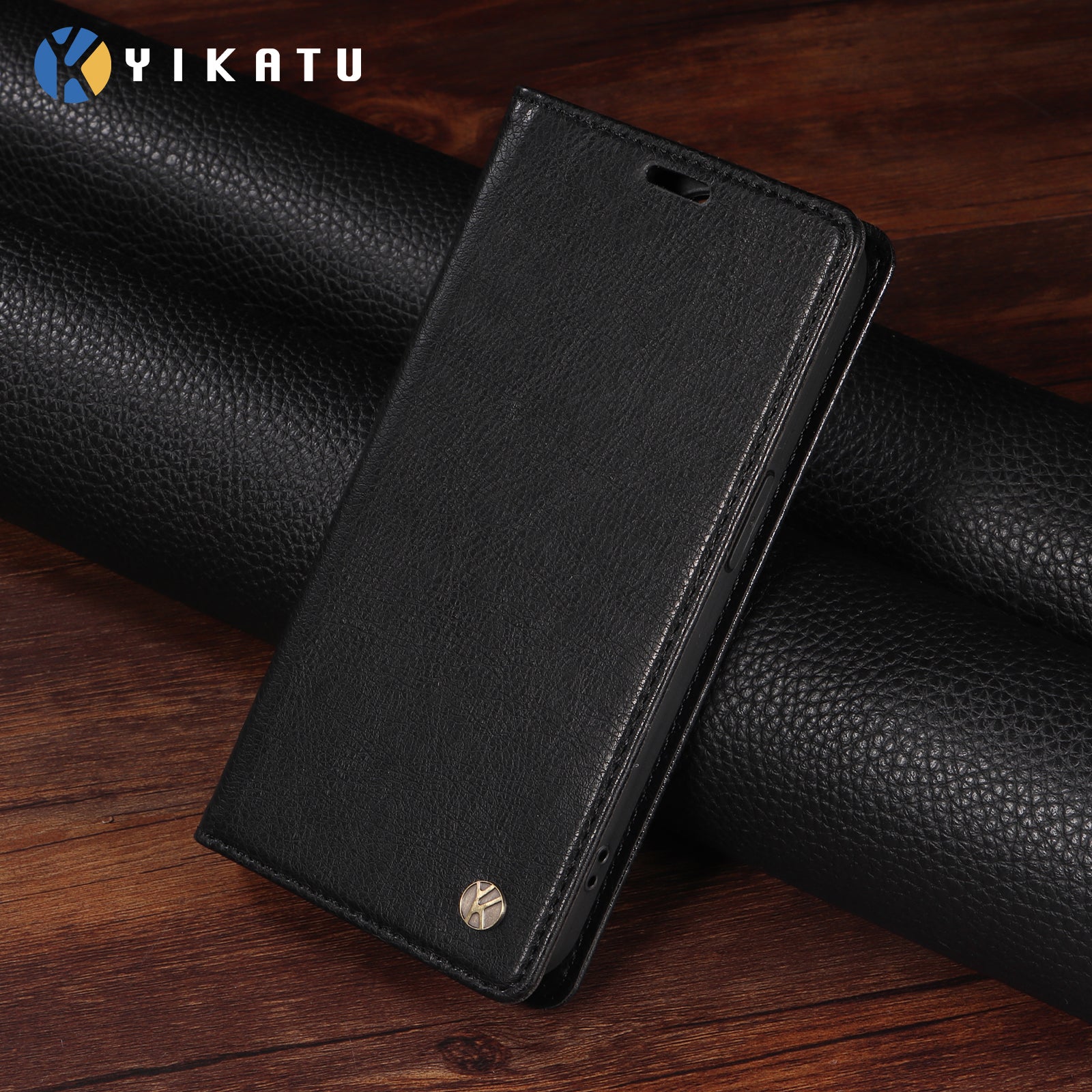 For Honor X5c Plus 4G Wallet Case YIKATU YK-006 Magnetic Closure Leather Phone Cover Litchi Texture