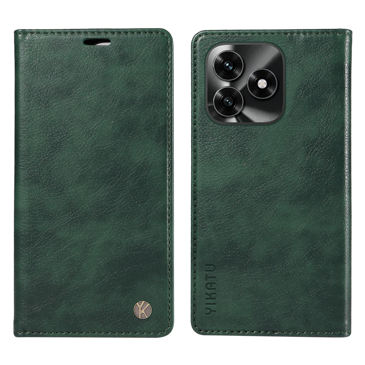 For Honor X5c Plus 4G Wallet Case YIKATU YK-006 Magnetic Closure Leather Phone Cover Litchi Texture