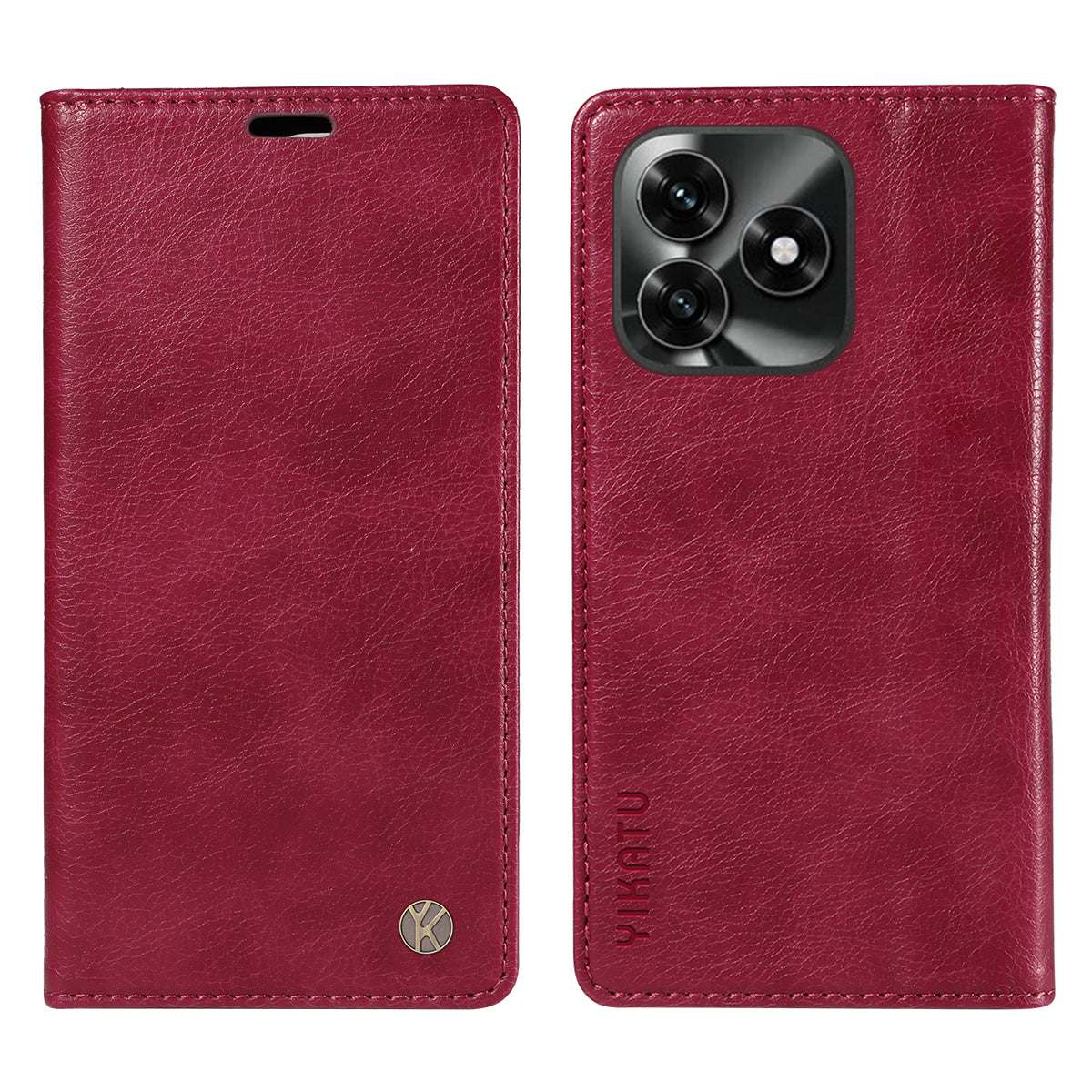 For Honor X5c Plus 4G Wallet Case YIKATU YK-006 Magnetic Closure Leather Phone Cover Litchi Texture