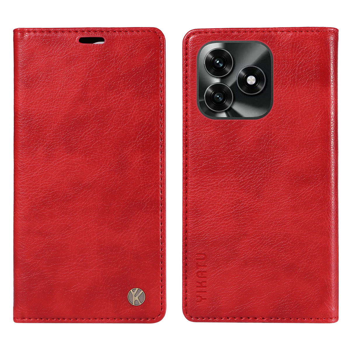 For Honor X5c Plus 4G Wallet Case YIKATU YK-006 Magnetic Closure Leather Phone Cover Litchi Texture