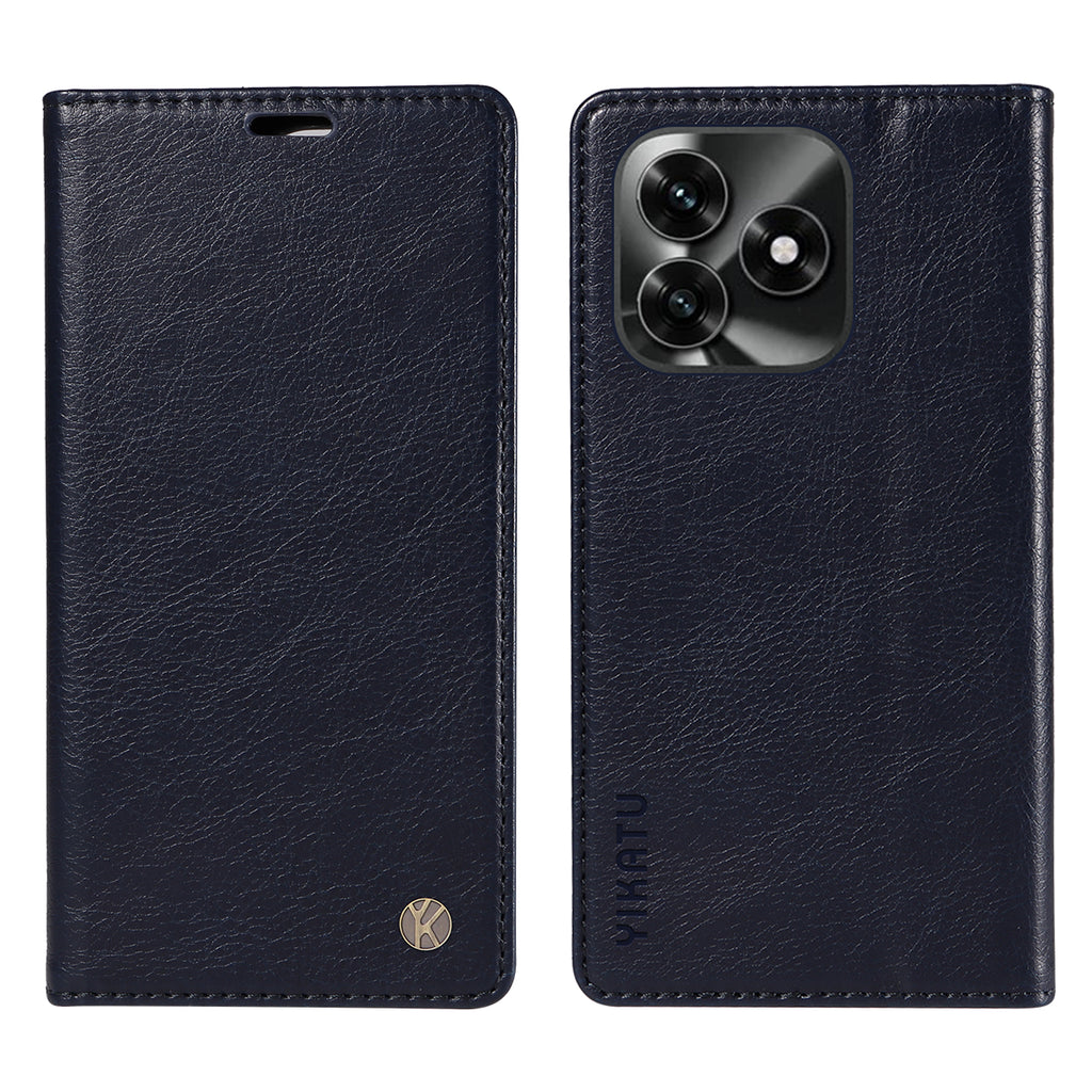 For Honor X5c Plus 4G Wallet Case YIKATU YK-006 Magnetic Closure Leather Phone Cover Litchi Texture