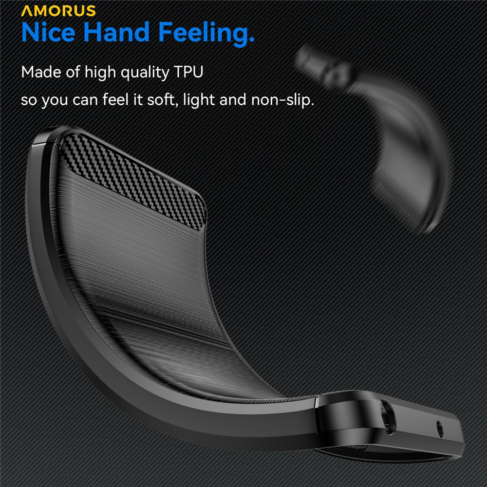 AMORUS For Xiaomi 15T Case Carbon Fiber Texture Brushed Protective Phone Cover