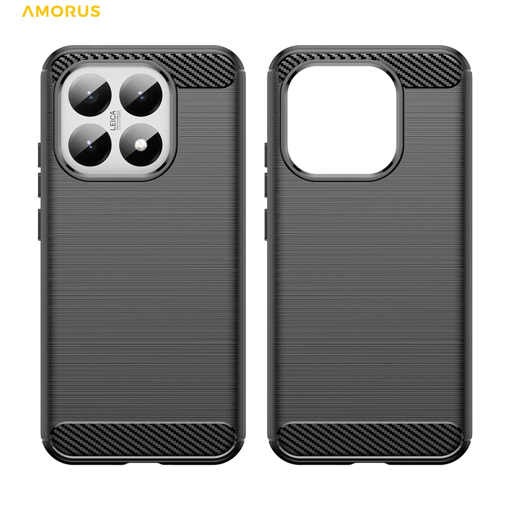 AMORUS For Xiaomi 15T Case Carbon Fiber Texture Brushed Protective Phone Cover