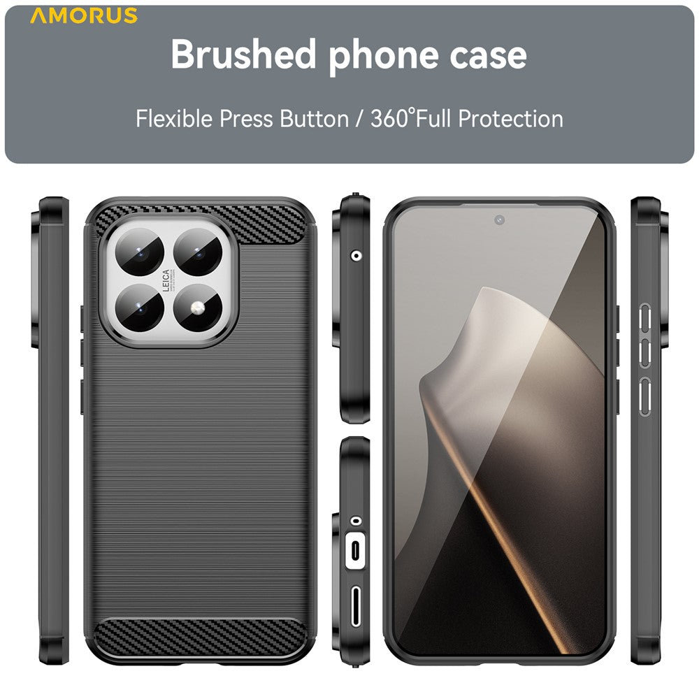 AMORUS For Xiaomi 15T Case Carbon Fiber Texture Brushed Protective Phone Cover