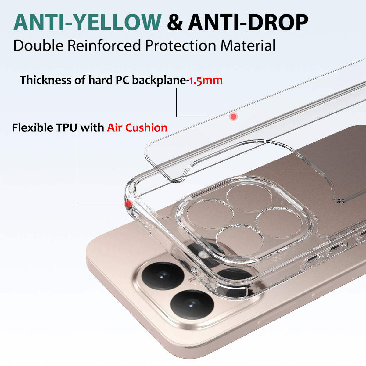 For Xiaomi 15T Clear Phone Case TPU+Acrylic Shockproof Phone Back Cover